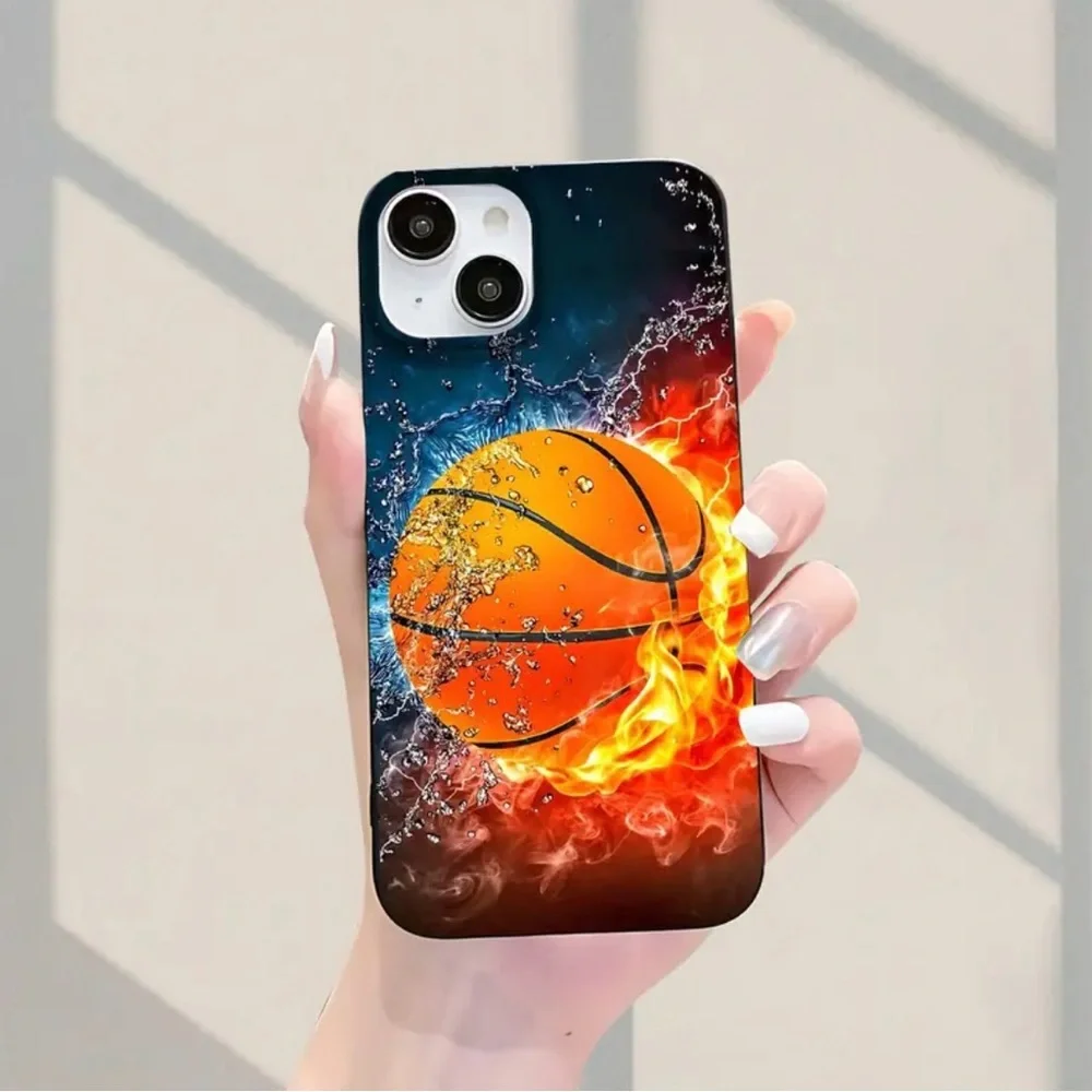 Apple iPhone Phone Case Basketball Flame Black Full Body Protection TPU Case